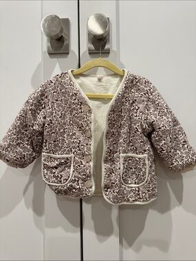 Quincy Mae Cream Jacket with Burgundy Floral Print